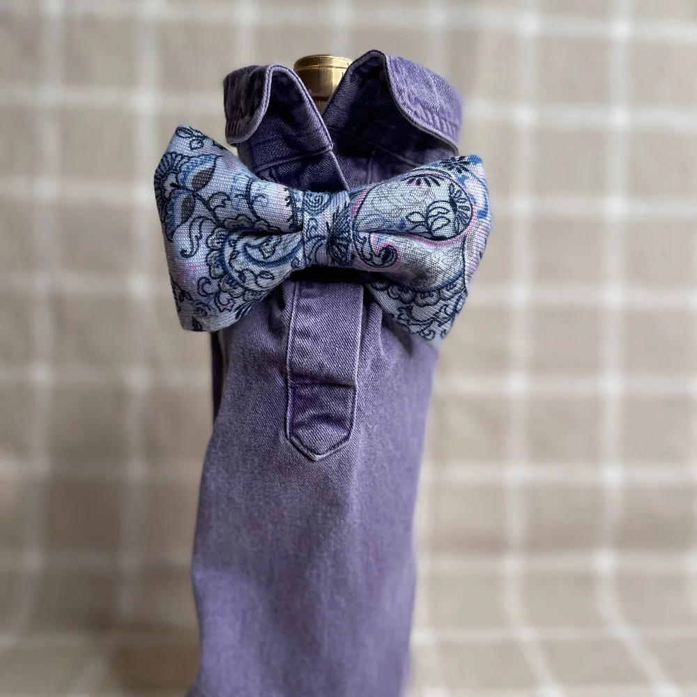 Handcrafted Wine or Liquor Bottle Gift Bag Made From Dress Shirt and Tie